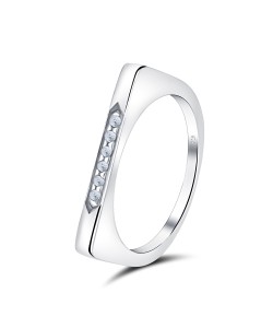 Unique Plain  with CZ Stone Silver Ring NSR-4047